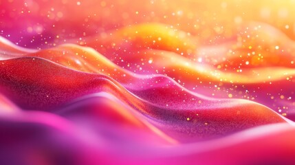 Wall Mural - abstract illustration showcasing smooth flowing waves with scattered particles floating