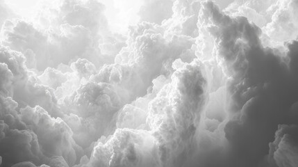 Wall Mural - An aerial view of large billowing white clouds in the sky
