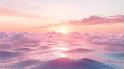 Wall Mural - Serene view depicts clouds and ocean under a beautiful sunset