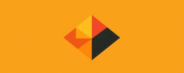 Poster - abstract geometric design with vibrant orange and yellow triangular shapes
