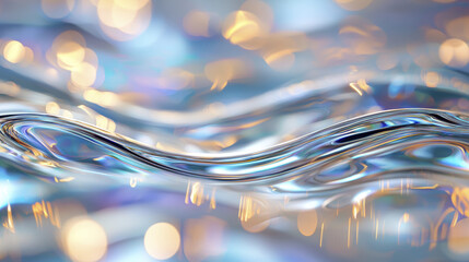 Poster - Abstract water surface with shimmering reflections and soft waves, creating tranquil atmosphere