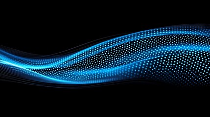 Aufkleber - Abstract luminous blue wave pattern against stark black background