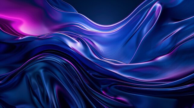 Abstract Flowing Dark Blue Purple Fabric with Glowing Particles
