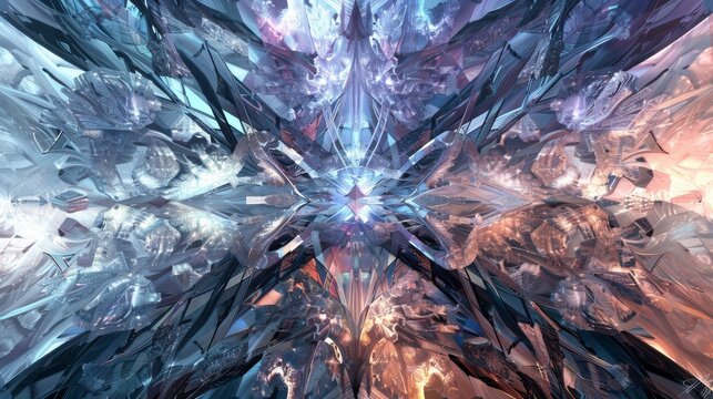Abstract Fractal Pattern in Cool and Warm Tones