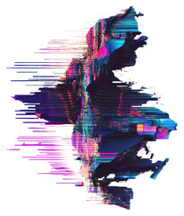 Fototapete - PNG Glitch computer screen error graphics abstract art.