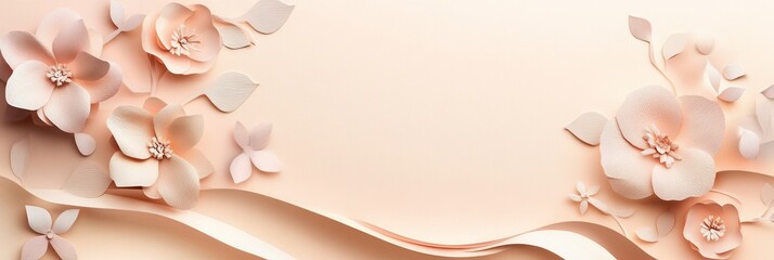 Aufkleber - Delicate paper art background design with soft pastel flowers and layered textures for creative projects and elegant invitations Generative AI