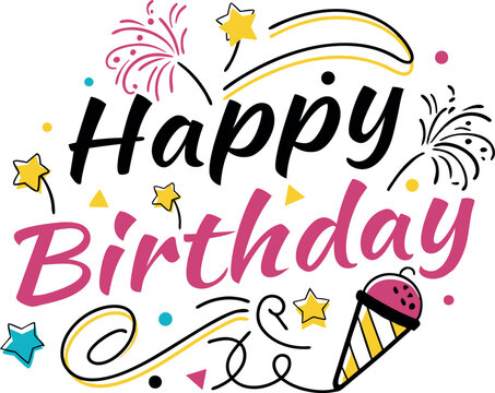 Happy Birthday Typography Design Vector