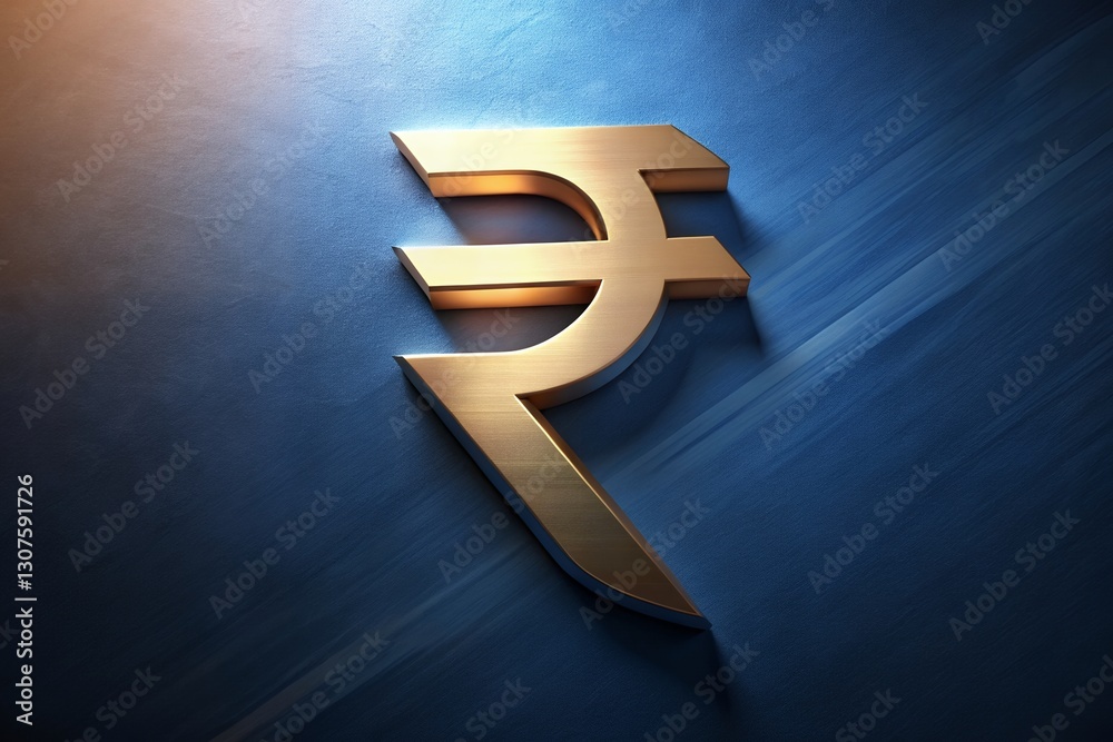 3D Render of Indian Rupee Symbol with Glowing Effects and Dynamic ...
