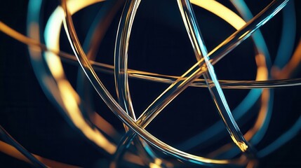 Poster - Modern abstract design featuring a stylized globe with glowing lines symbolizing international relations in blue and gold Generative AI