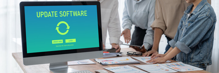 Fototapete - Software update on computer for brisk version of device software upgrade