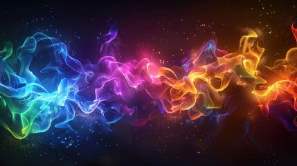 Poster - Waves of light cascade in a mesmerizing dance, forming endless loops in a vibrant, surreal spectrum