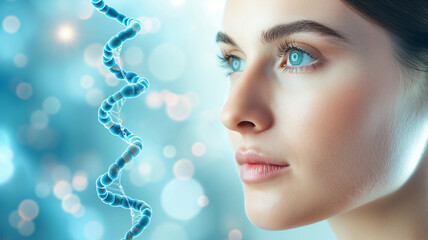 Poster - This Close up of a young woman's face highlights stem cells and regenerative therapy.