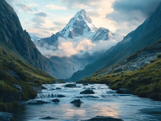 Wall Mural - river valley landscape
