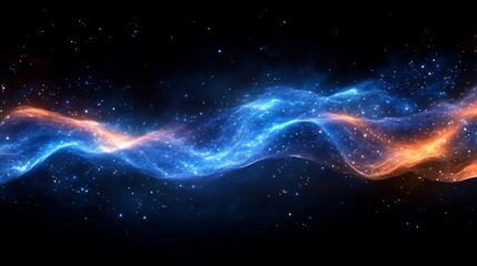 Wall Mural - Abstract cosmic flow vibrant blue orange hues. AI Generated