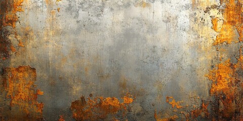 Poster - Rusty metallic surface with vivid orange and gray textures showcasing natural decay over time under natural light