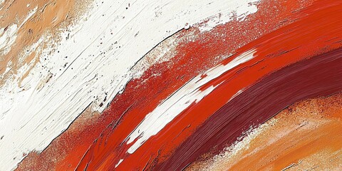 Poster - Bold abstract painting showcasing vibrant red and earthy tones with dynamic brush strokes on canvas