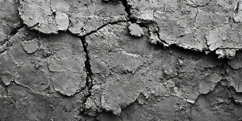 Poster - Cracked concrete surface revealing texture and decay in an urban environment