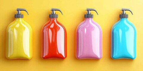 Poster - Colorful bottles arranged in a row against a bright background creating a vibrant and playful atmosphere in the design
