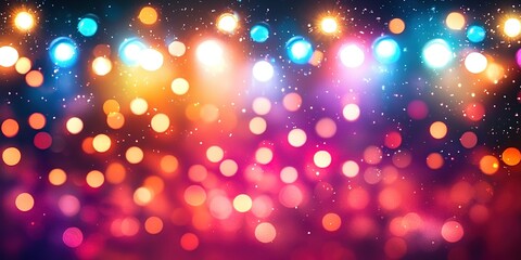 Poster - Colorful bokeh lights create a vibrant atmosphere during a lively nighttime event in a city setting