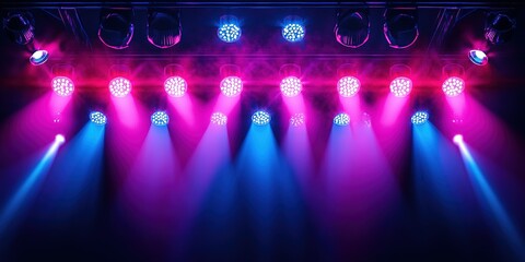 Poster - Lighting design in vibrant colors illuminates a stage for a performance at night