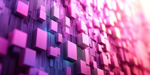 Poster - Colorful 3D geometric shapes create a vibrant abstract pattern in a modern digital artwork showcasing depth and dimension