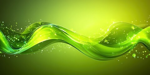 Poster - Vibrant green abstract background with flowing curves and luminous elements creating a dynamic and energetic atmosphere