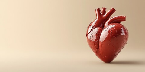 Poster - Realistic human heart model displayed against a neutral background highlighting anatomical features and structure