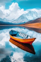 Wall Mural - small boat on lake surface