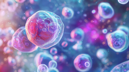 Poster - This Colorful depiction of stem cells showcasing their unique structure and potential in therapy.