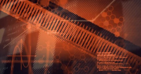 Poster - animation of digital interface with hexagonal patterns and data processing elements