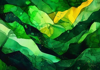 Poster - An abstract design texture consisting of green watercolor, with varying light and dark lime green brush strokes, on a white background