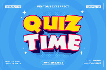 Poster - Editable text effect Quiz Time 3d Cartoon template style premium vector