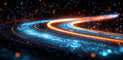 Poster - A blue purple hi-tech horizontal space technology background showcasing a speed warp digital image