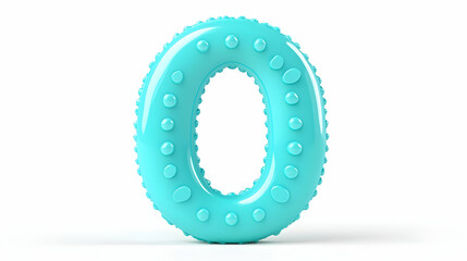 Poster - Vibrant Aqua Number Zero on White Background for Creative Projects