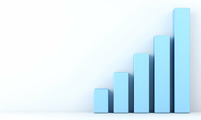 Poster - Blue 3D Bar Graph on Minimalistic Background Representing Growth