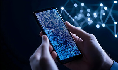 Poster - Abstract Technology Connection Concept on Smartphone with Hands