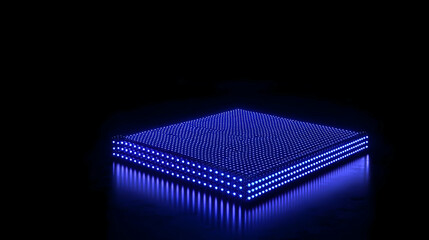 Poster - Illuminated Blue Platform with Dots in Dark Background Display