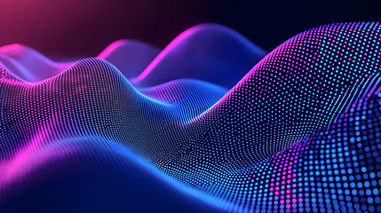 Poster - Vibrant Abstract Waves with Dots in Blue and Pink Colors