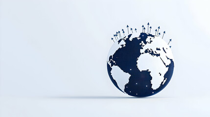 Poster - Global Connections with 3D Globe and Growing Arrows on White Background
