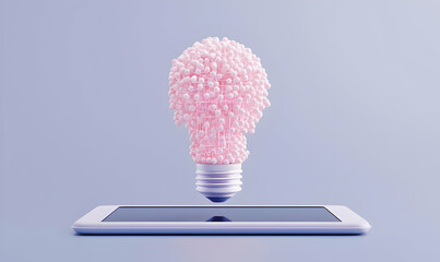 Poster - Creative Lightbulb Concept with Digital Tablet and Colorful Elements