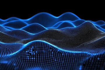 Poster - Captivating abstract blue particles sparkle in this creative design background