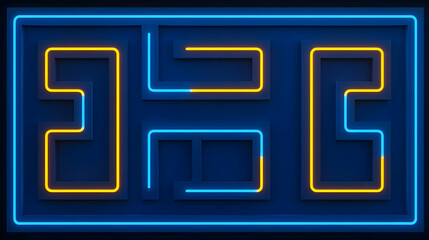 Poster - Neon Maze Design with Bright Colors in a Dark Background