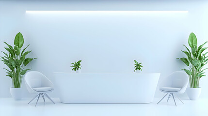 Poster - Modern Minimalist Bathroom Design with Plants and White Accents