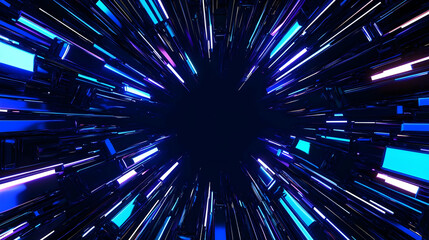 Poster - Abstract vibrant light streaks creating a dynamic tunnel effect