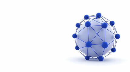 Poster - Abstract 3D Model of Network Structure with Blue Nodes and Lines