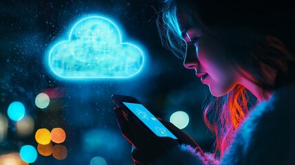 Poster - A traditional business that leverages digital tools, with employees utilizing cloud-based software and mobile apps to enhance operational efficiency