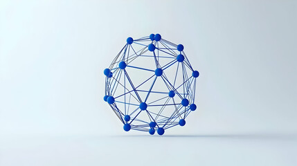 Poster - Abstract Blue Sphere with Nodes and Connections on Minimal Background