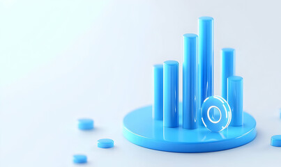 Poster - Bright Blue Data Visualization with Cylinders on a Smooth Surface