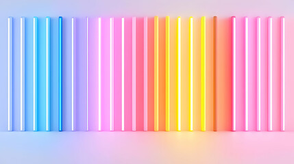 Poster - Vibrant Neon Lights in Various Colors on a Soft Background