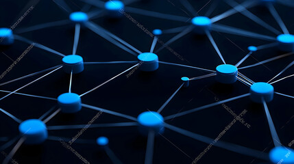 Poster - Abstract Digital Network Connections in Blue and Black Background